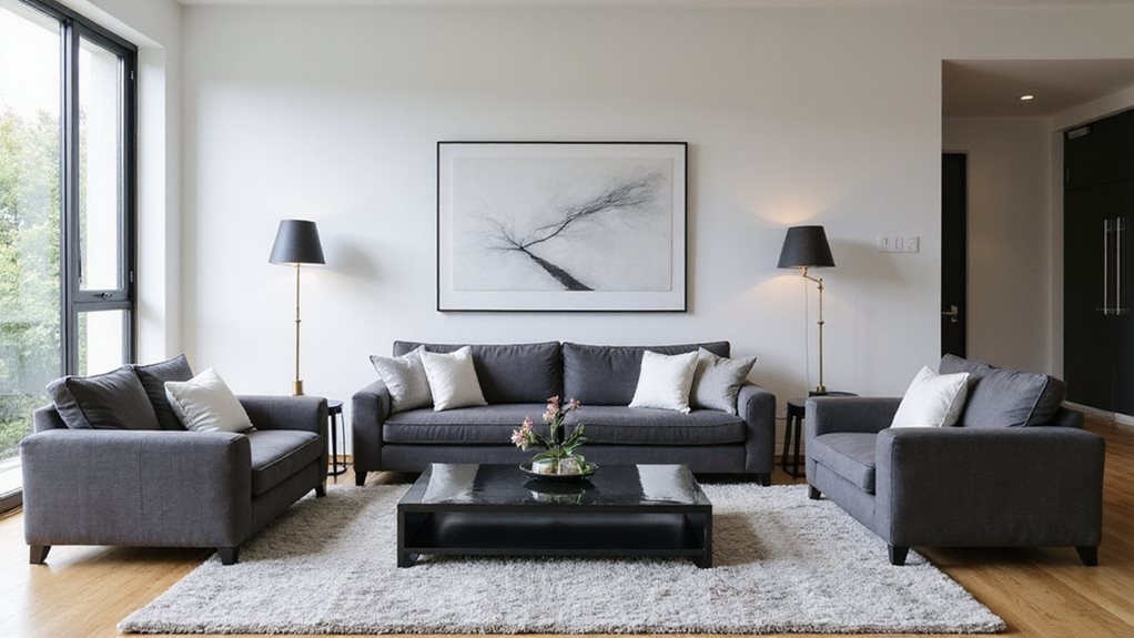 18 Gray White and Black Living Room