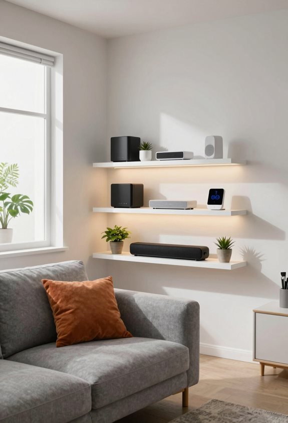 organized electronic corner shelves