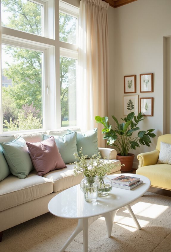pastel colors brighten living rooms
