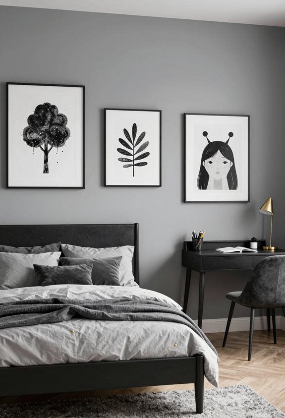 playful black and grey decor