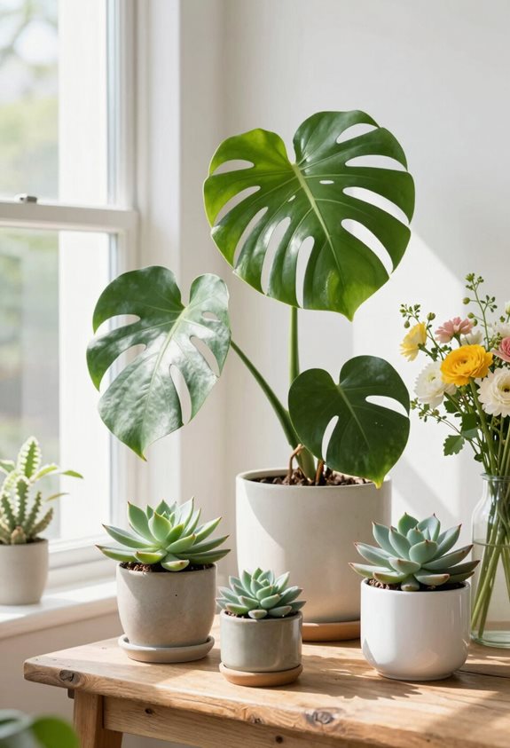 potted plants brighten spaces