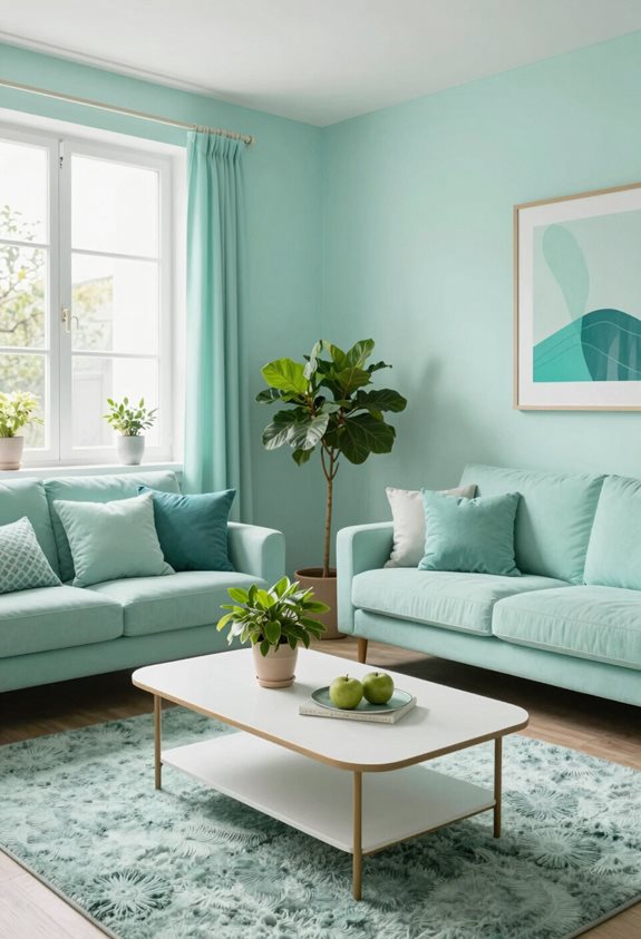 refreshing mint green accents