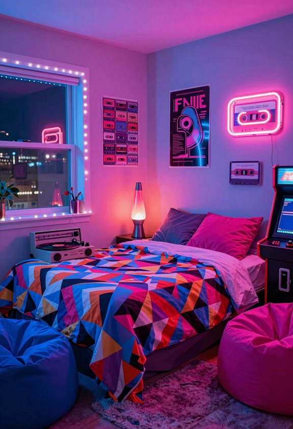 retro neon bedroom ideas