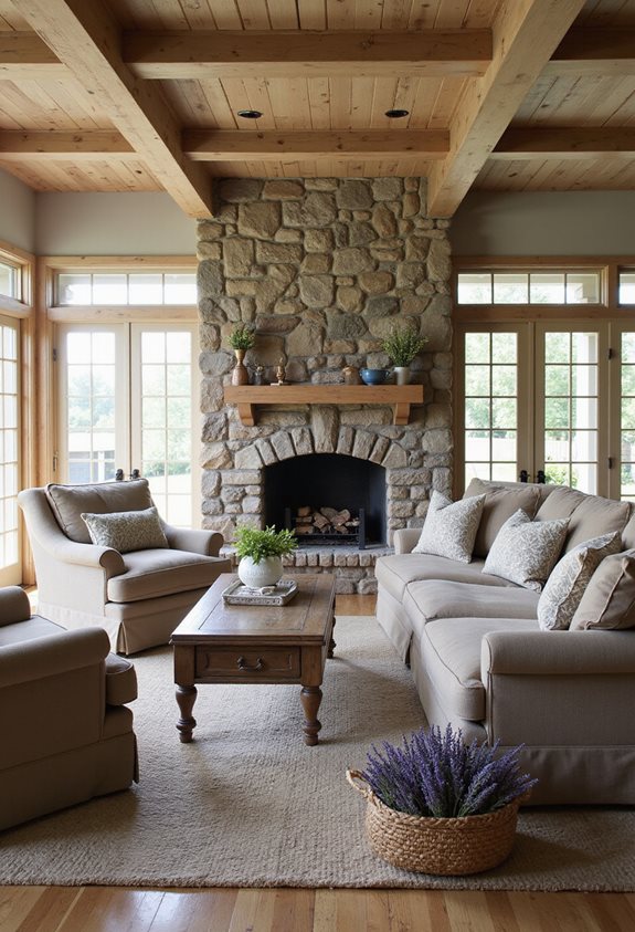 rustic stone fireplace charm