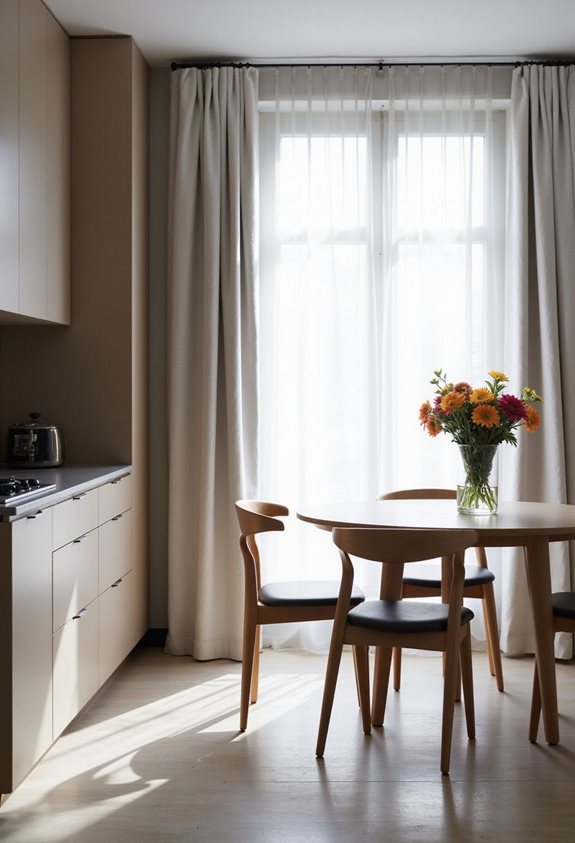 slim cabinets enhance dining