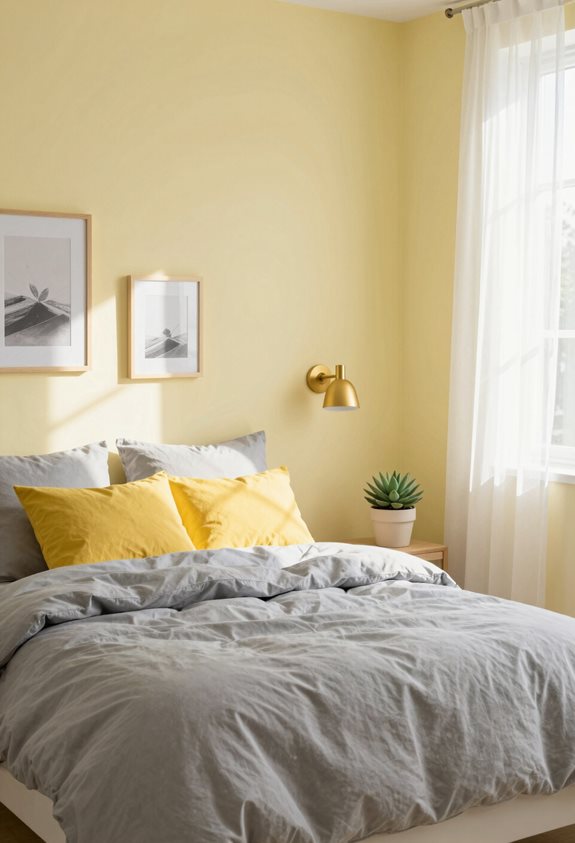 soothing yellow gray bedroom palette