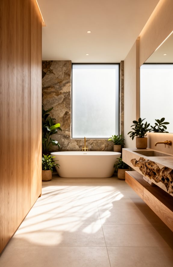 spacious japandi master bathrooms