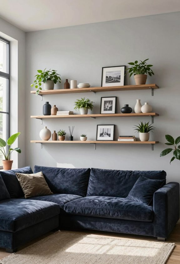 stylish functional floating shelves