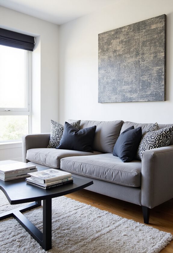 stylish gray sofa pillows