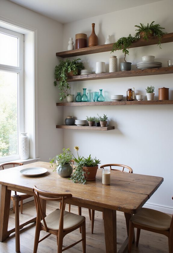 stylish open shelving display