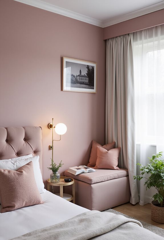 stylish small pink bedroom