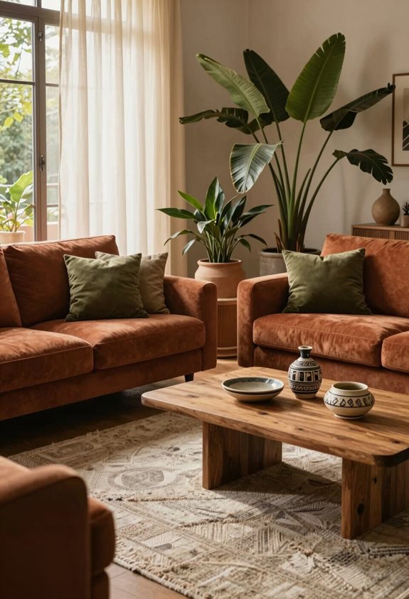 terracotta and olive green