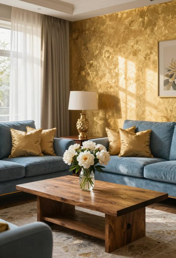 warm gold dusty blue