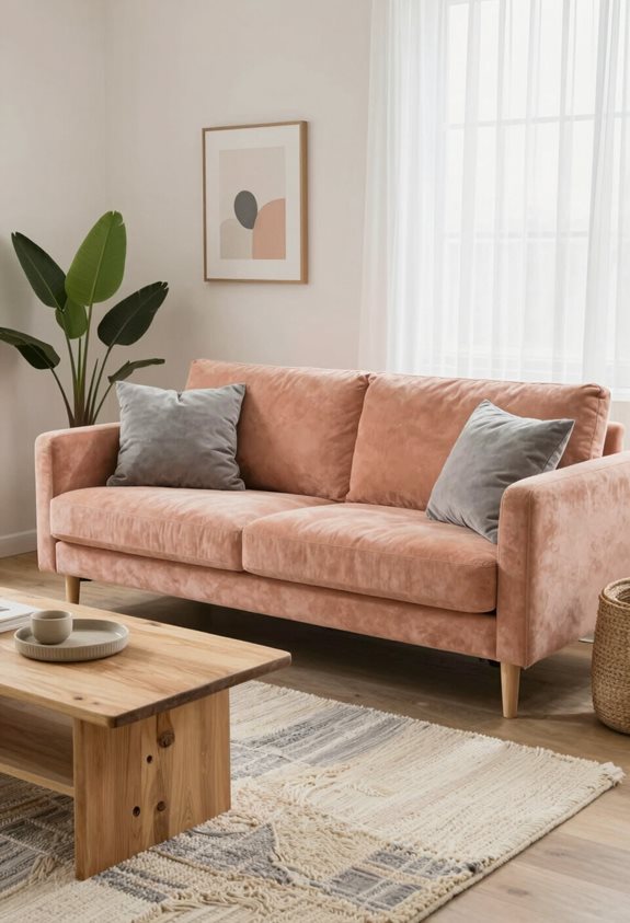 warm inviting peach grey harmony