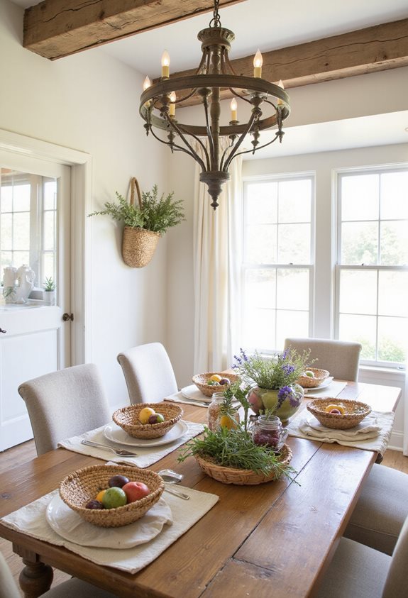 woven baskets add warmth