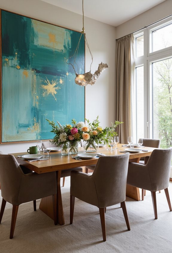 artwork enhances dining atmosphere