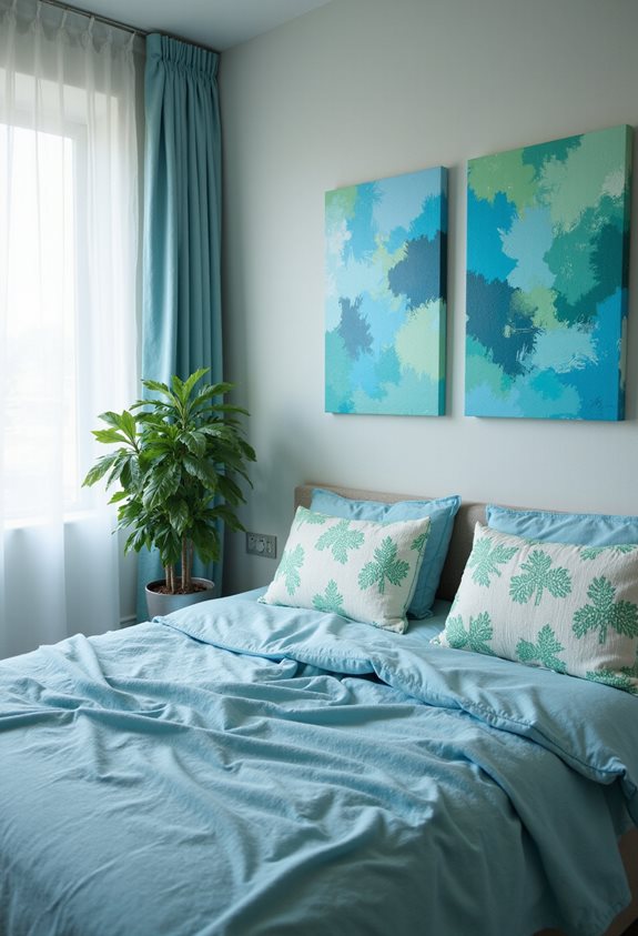 blue and green artwork