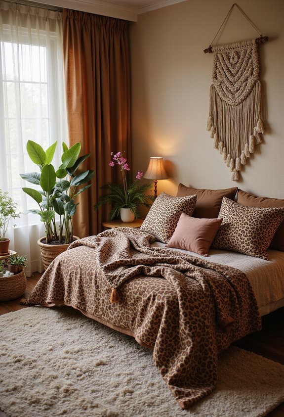 boho leopard cozy home decor