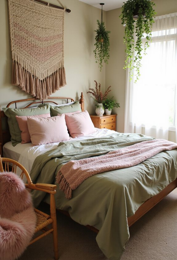 boho pink sage layering