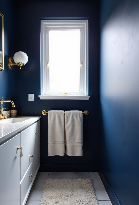 bold navy blue accents