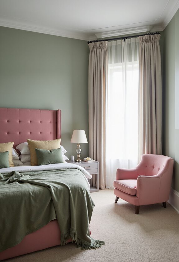 bold pink meets sage green