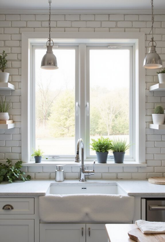 bright easy care kitchen backsplash