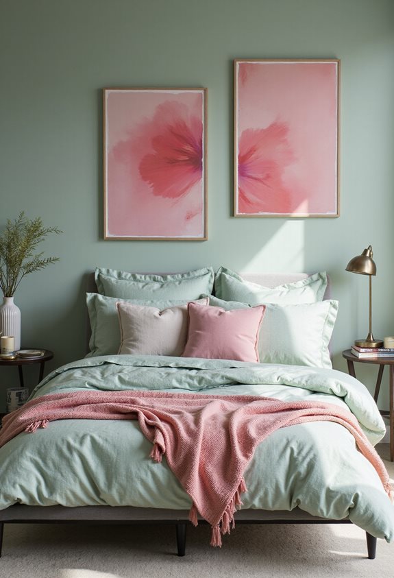 bright pink sage green harmony