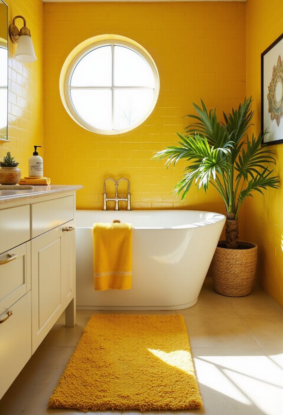 bright yellow bathroom accessories