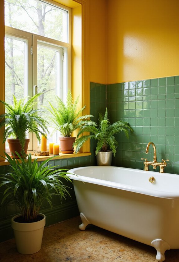brighten bathroom with plants