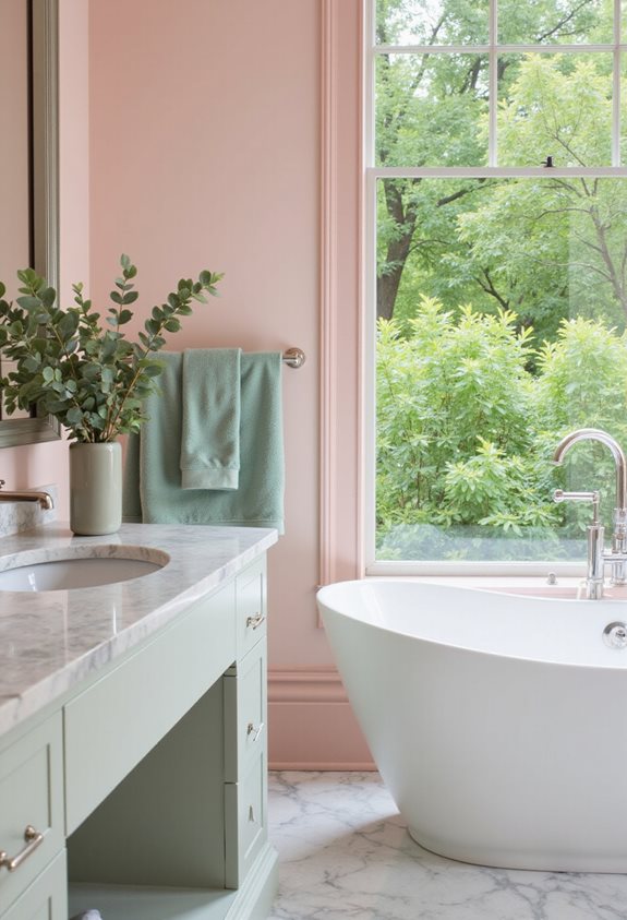 calming pink and green