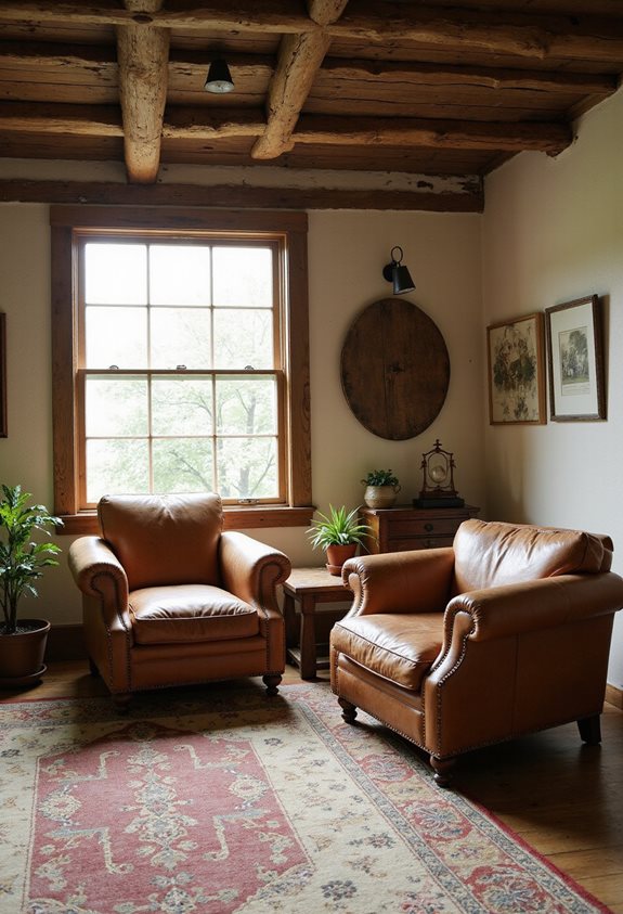 charming aged leather chairs