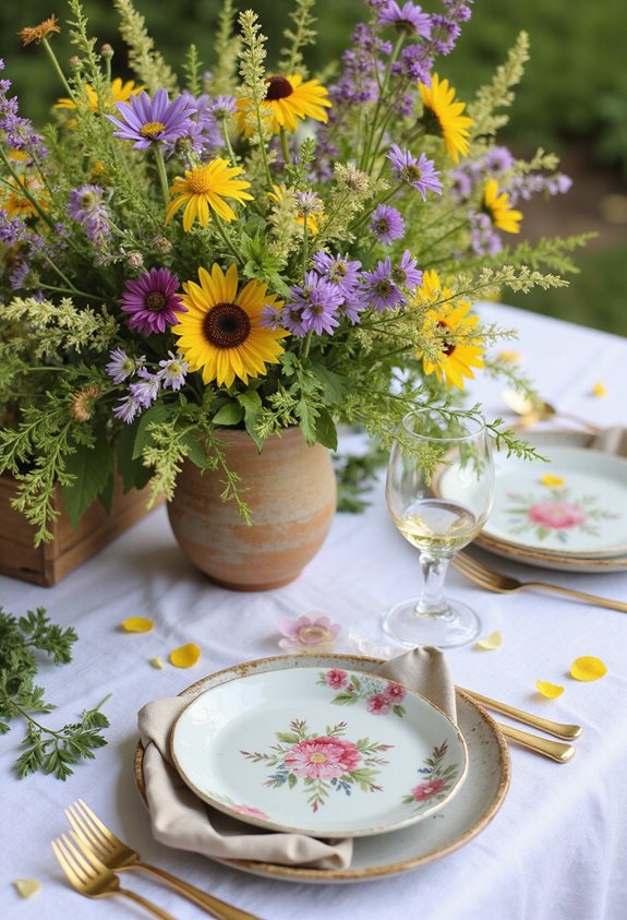 charming wildflower spring tablescape