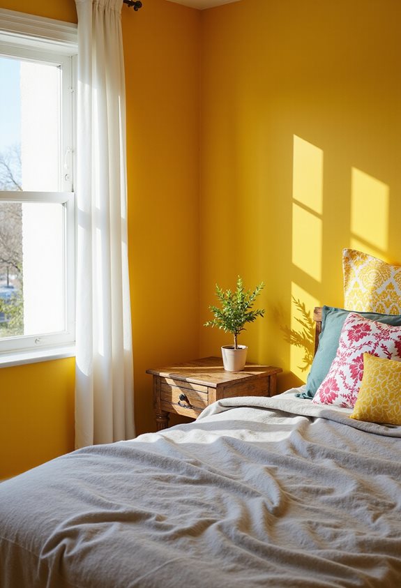 cheerful bright yellow walls