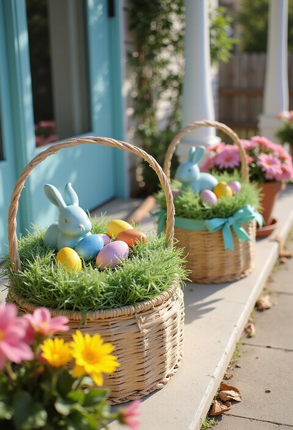 cheerful easter porch display