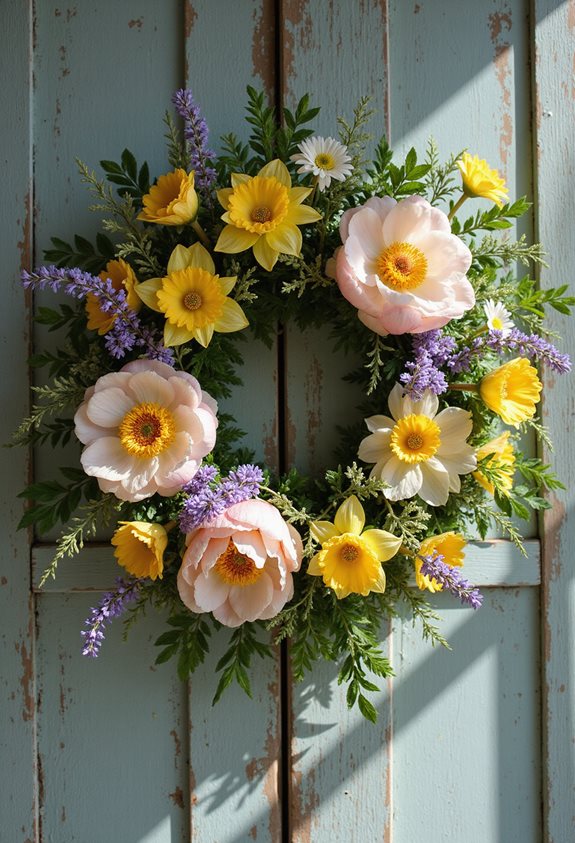 cheerful spring door wreaths