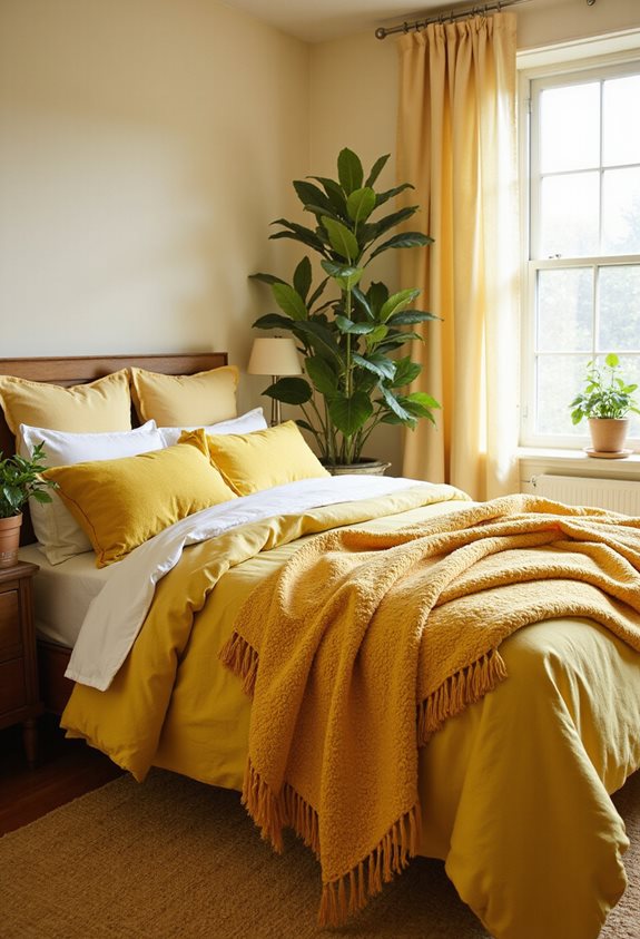 cheerful warm yellow bedding