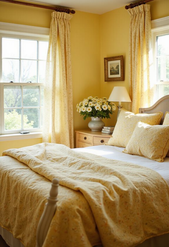 cheerful yellow floral patterns