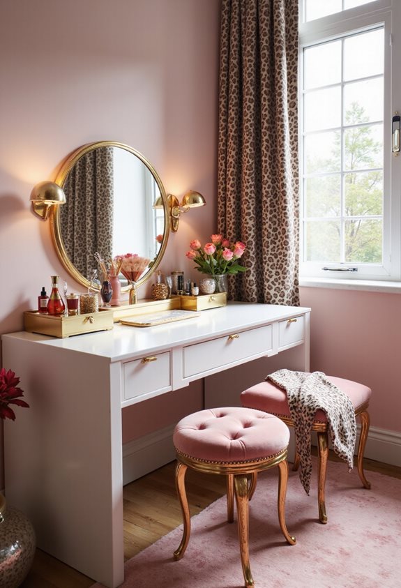 chic vanity with pink cheetah