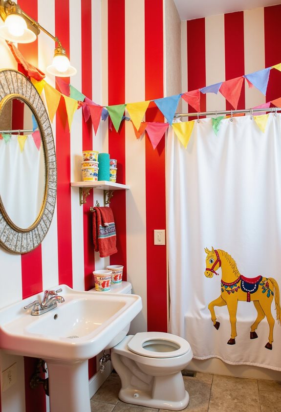 colorful circus bathroom decor