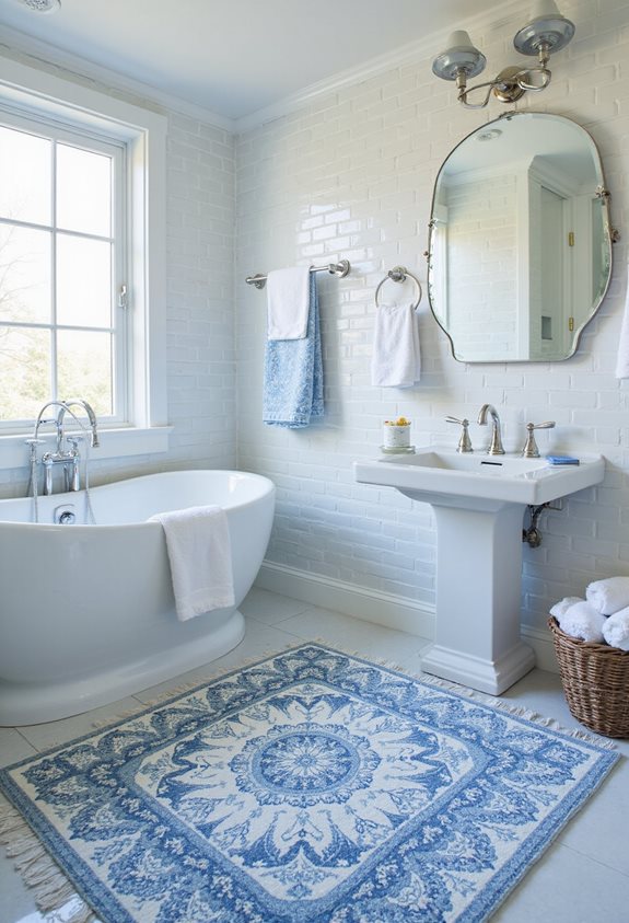 comfortable blue and white rugs