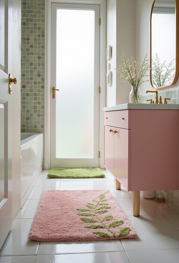 comfortable colorful bathroom rugs