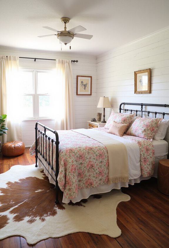 cozy cowhide rug layering