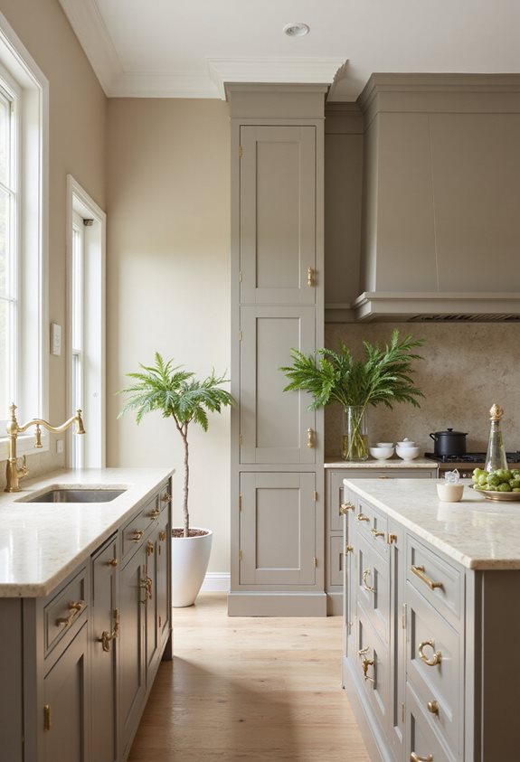 cozy elegant taupe kitchen