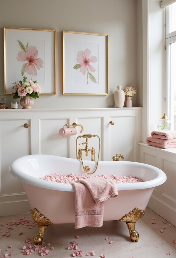 cozy feminine bathroom accents