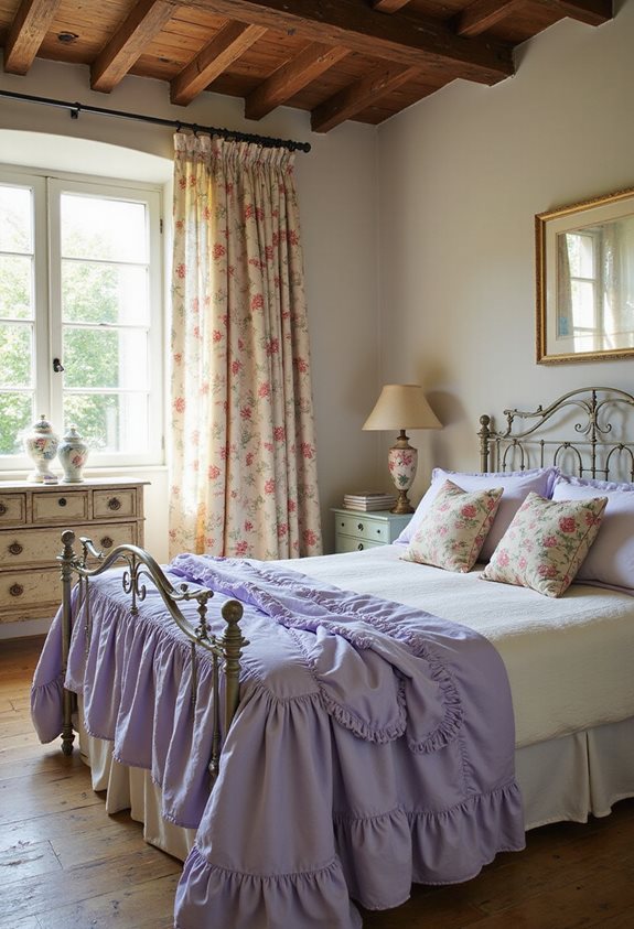 cozy floral fabric layering