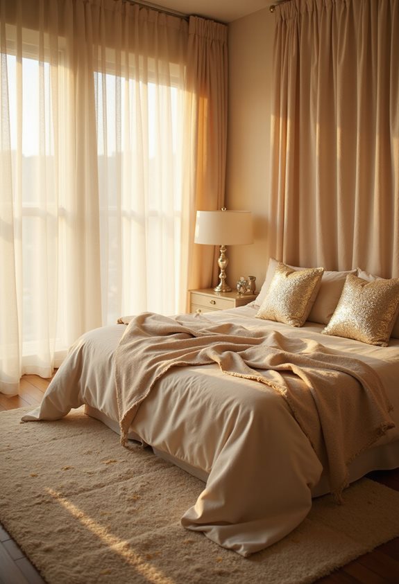 cozy metallic bedroom accents