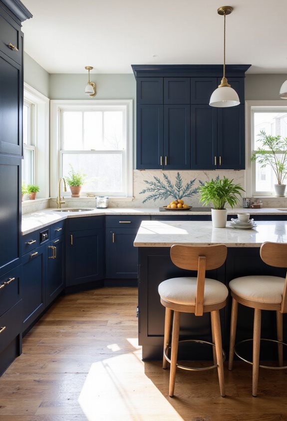 cozy navy blue kitchens