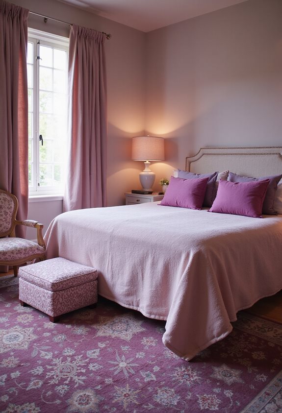 cozy pink and purple accents