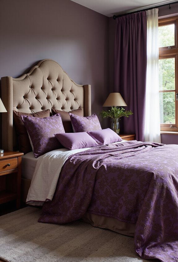 cozy purple and brown bedding