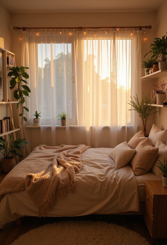 cozy studio bedroom lighting